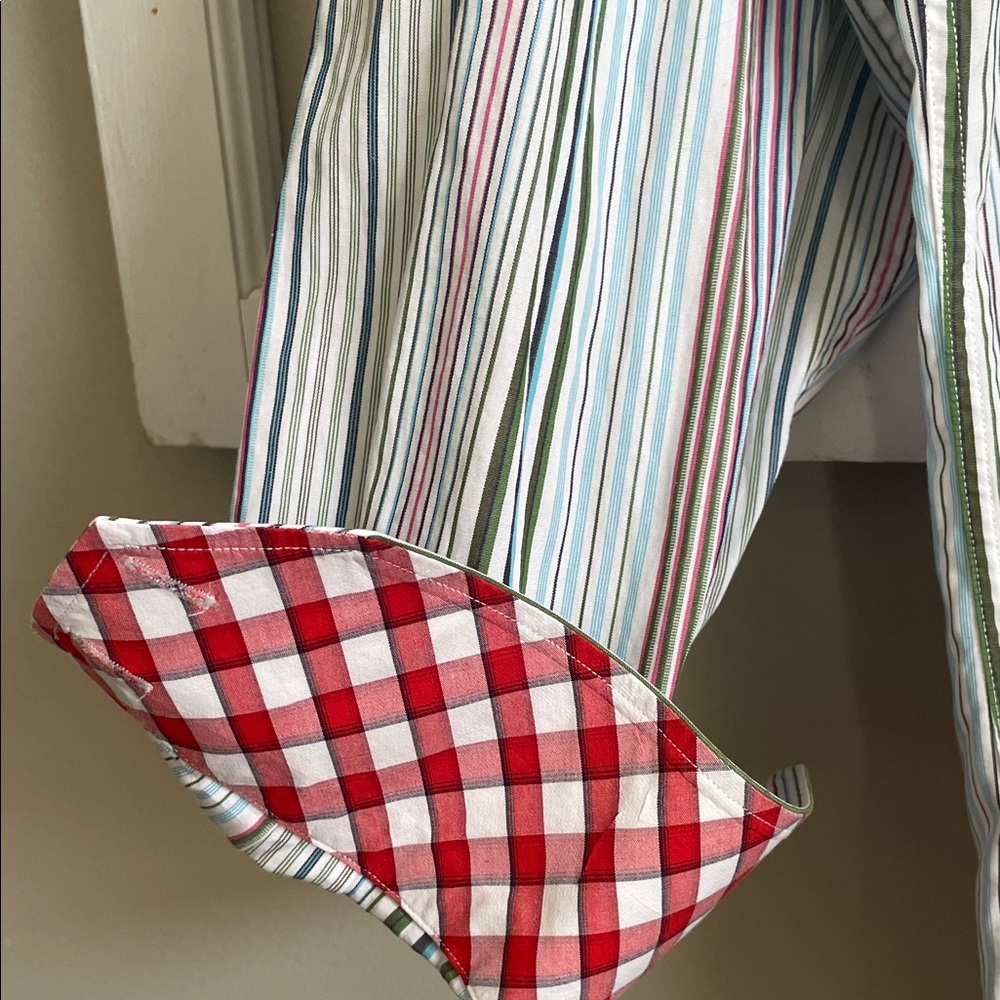 Thomas Dean Multicolor Striped Button Down Shirt - Picture 4 of 7